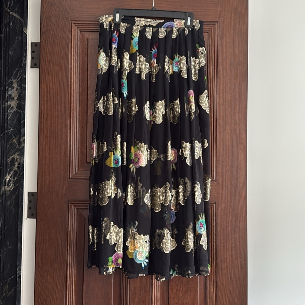 Cynthia Rowley Metallic Floral Maxi Skirt